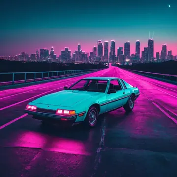 Cover of the album “Neon Ring Road” (AI-generated artwork)